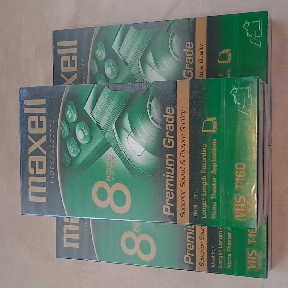 Maxwell T-160 Premium Grade 8 Hours VHS Video Tape Sealed (4)